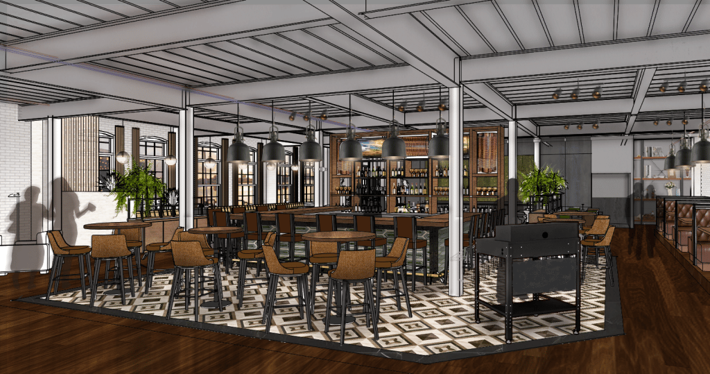 The Confluence Hotel - Interior view - View from Check in - Rendering